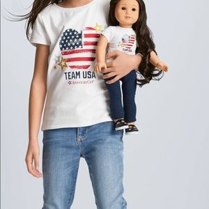 American Girl Doll- Girl and Doll team USA t shirts set new in package